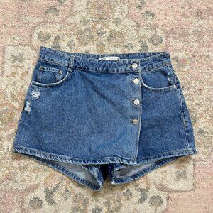 Zara Distressed Denim Skort Size L
